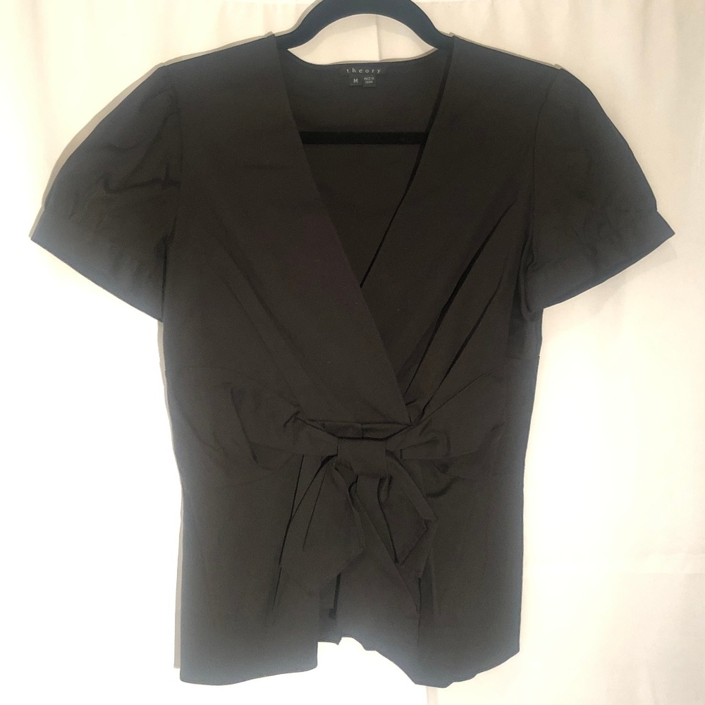 Theory Medium Black Top with Bow
